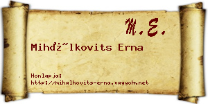 Mihálkovits Erna névjegykártya